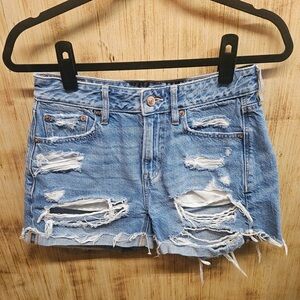 American Eagle Distressed Light Blue Denim Shorts